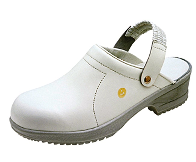 Белые антистатические туфли-сабо без пятки