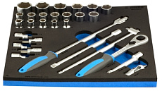 Набор головок торцевых с принадлежностями, большой ложемент 964/19SOS