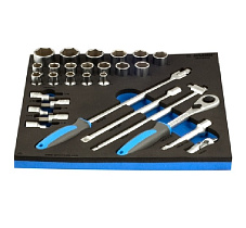 Набор головок торцевых с принадлежностями, большой ложемент 964/19SOS